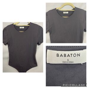 Babaton Aritzia Women's Grey/ Blue Bodysuit Size. Large